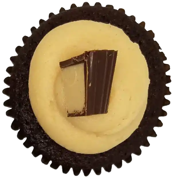 Chocolate Peanut Butter Top View Top view of Chocolate Peanut Butter cupcake