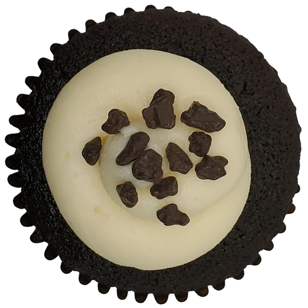 Chocolate Vanilla Chocolate Ganache top view Top view of Chocolate Vanilla Chocolate Ganache cupcake