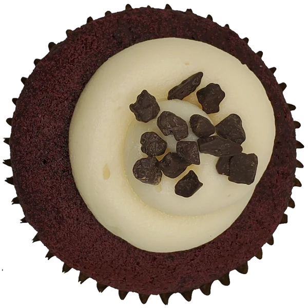 Red Velvet Fudge Top View Top view of Red Velvet Fudge cupcake