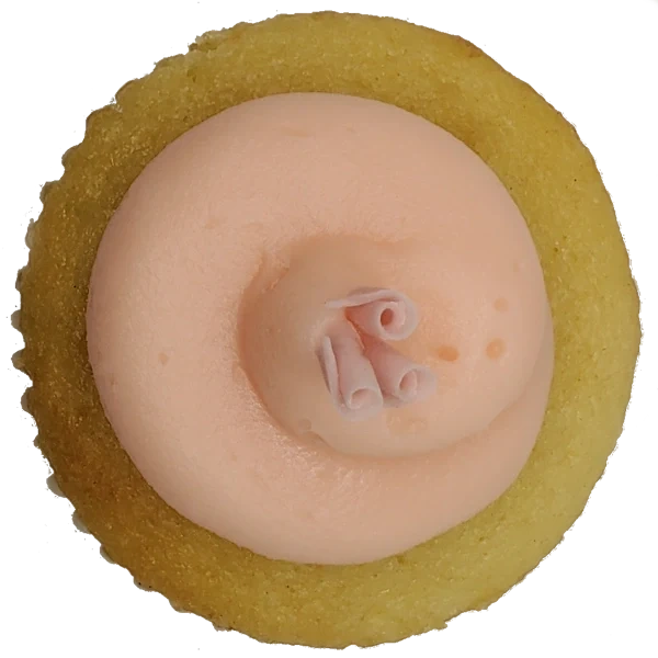 Vanilla Strawberry Top View Top view of Vanilla Strawberry cupcake